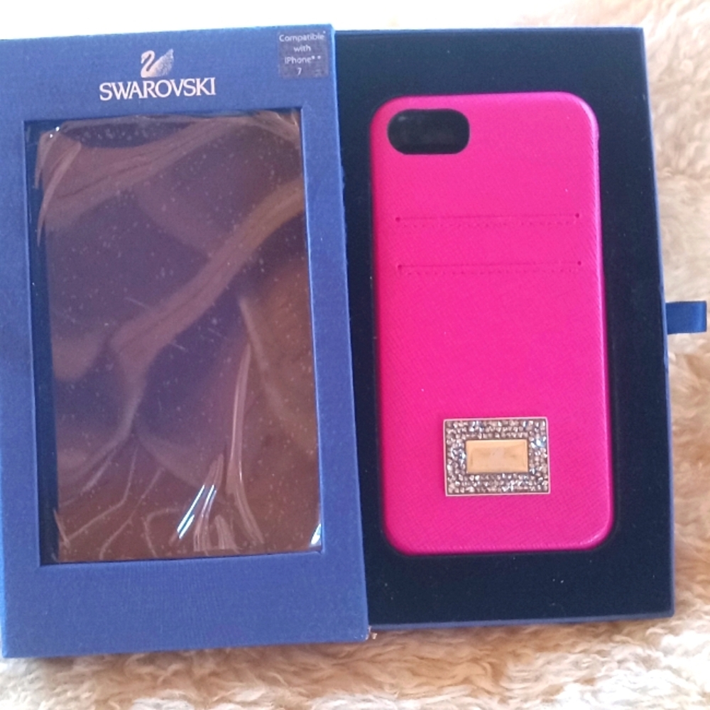 Swarovski iPhone 7 Jeweled Case Fuchsia Grosgrain NWT Only Opened For Photos
